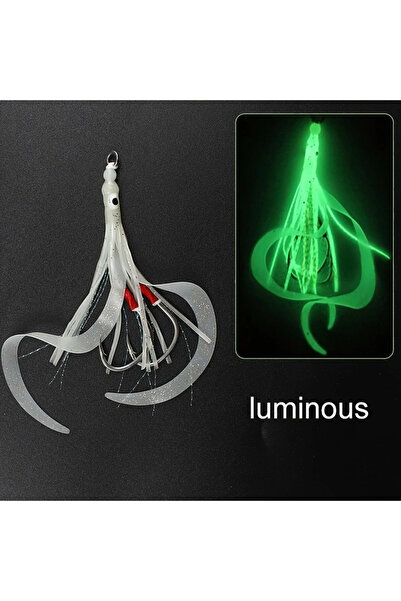 Choice 1pc Ackibbik 1pc Glow Silicone Squid Skirt Lure Saltwater Luminous Squ...