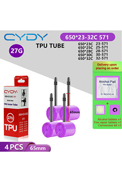 Choice صمام بريستا 650x23-32C 65 مم 4 قطع CYDY أنبوب داخلي للدراجة من مادة TP...