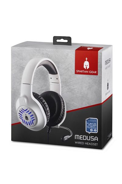 Spartan Gear Wired Headphones, Spartan Gear Medusa, White/Black