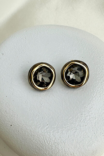 Modex Gold Color Stone Geometric Shaped Stud Design Earrings (2cm)