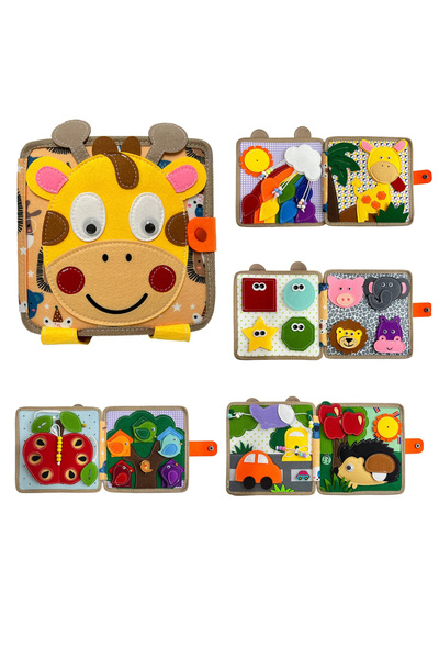 Choice1 لعبة زرافة مونتيسوري، لوحة زرافة مشغولة، كتاب ثلاثي الأبعاد من اللباد...