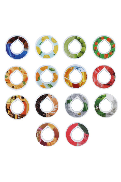 Choice 14 حلقة من 10 قطع من زجاجات المياه مع كبسولات نكهة الهواء بدون سكر لكوب الماء من البلاستيك تريتان