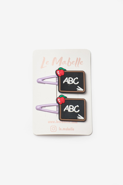 Le Mabelle Black Alphabet Figured Girl's 2-Piece Snap Buckle
