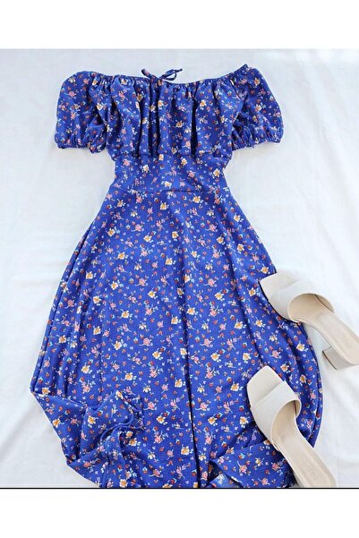 tülaybutik فستان نسائي صيفي متوسط ​​الطول من القماش الملفوف