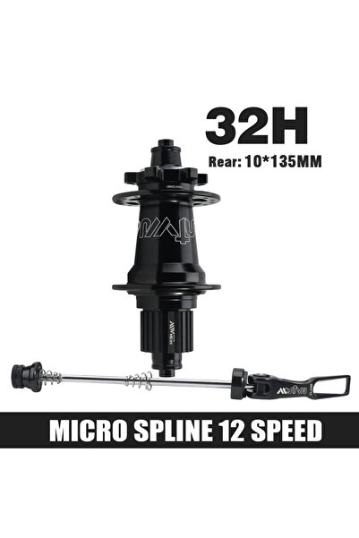 Choice محور دراجة جبلية MS أسود 10x135 بستة ألسنة و120 نقرة، مصنوع من سبائك ا...