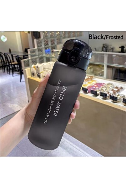 Choice black-Frosted Sports Transparent Water Bottle 780ml Portable Gym Travel Clear Leakproof Drinking Bot