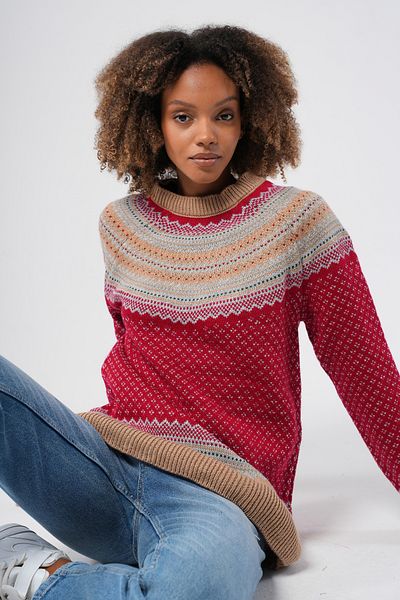 Hopoi Women's Patterned Knitwear Winter Sweater