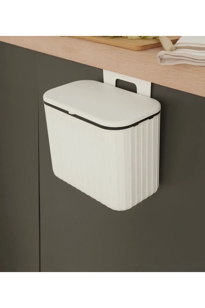 ELİFSU HOME White 8 Lt Kitchen Counter Top and Cabinet Hanging Trash Can