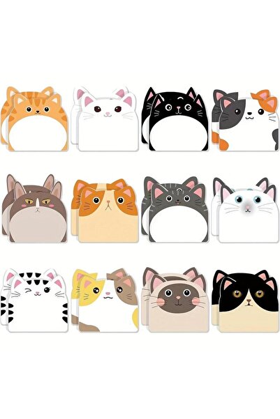 Choice A 12pcs Sticky Notes Cute Cat, Creative Journal Convenience Stickers Suitable For Notebook And All .
