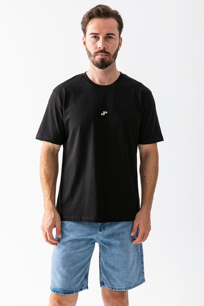 JB John Borners JB Мъжка велосипедна яка с J печат 100% памук тениска черна -...