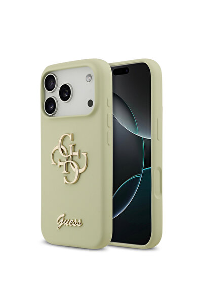 Guess iPhone 17 Pro Uyumlu Kılıf Orjinal Lisanslı Grained Yazı Logolu Kapak Y...