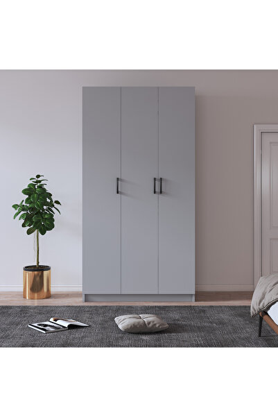 asratrend Asra Trend MDF 3 Kapaklı Gardırop - 90×180×47cm, 5 Raflı Düzenleyici Çok Amaçlı Dolap, G-07
