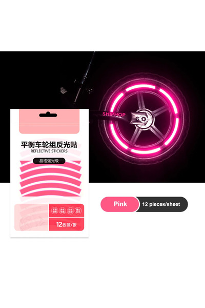 Choice Pink 12PCS Reflective Stickers for Bike & Scooter - Night Riding Safet...