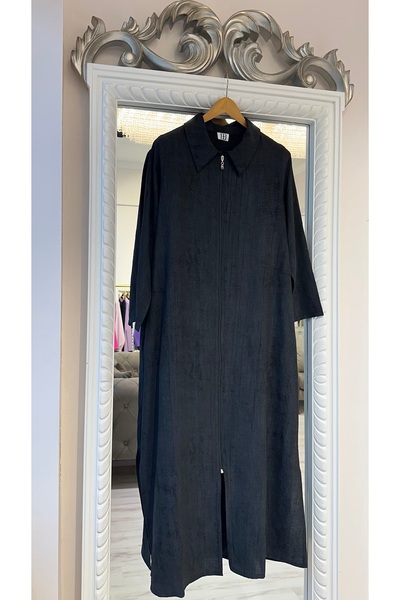 BEYZA ŞENİL BUTİK Plus Size Ferace - Black