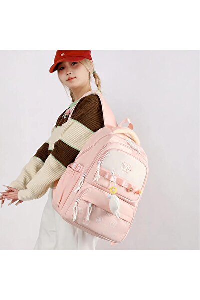 Adalinhome Kore Tarzı Pastel 3'lü Okul Çanta Seti