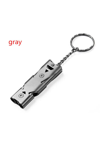Choice Gery 1pc Double Pipe Whistle Pendant Keychain High Decibel Outdoor Survival Emergency Whistle Multif