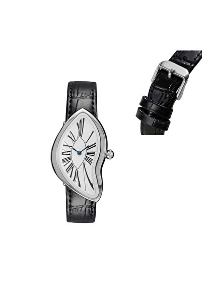 Choice ساعات فضية 2 من العصور الوسطى الغريبة تذوب وتلتف y2k الغريبة للسيدات والرجال بحزام جلدي عصري متقدم