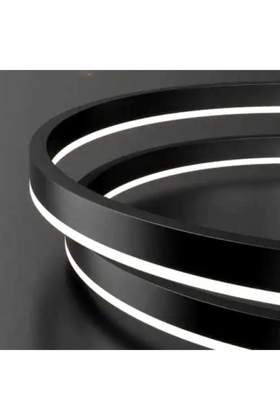 LED CONCEPT Lustra LED cu 3 tipuri de lumina si telecomanda, neagra, rotunda,...