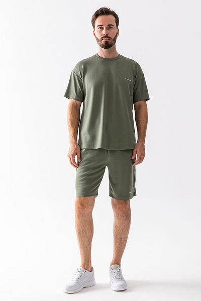 JB John Borners Jb Men's John Borners Printed 100% Cotton Shorts T-Shirt Suit Green - 25Y 7819