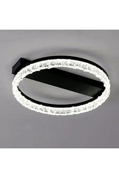 LED CONCEPT Lustra LED cu 3 tipuri de lumina si telecomanda, neagra, rotunda,...