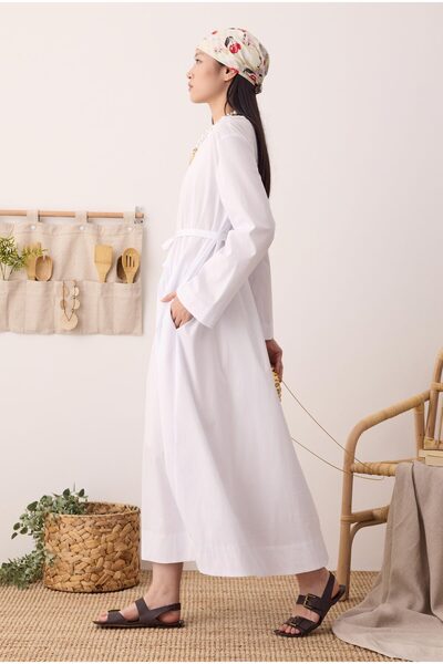 HEQA Multi Pleated Dress Ecru