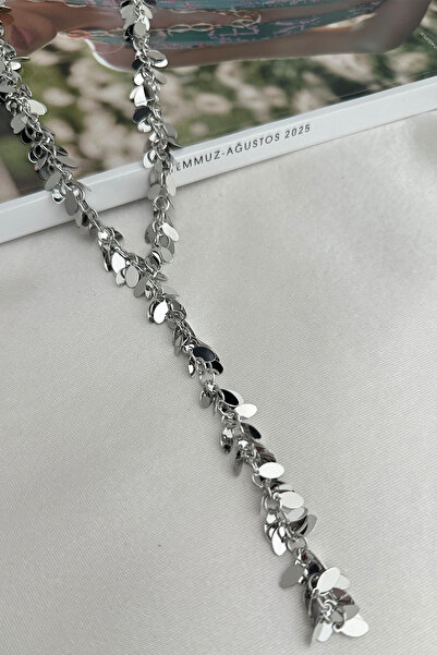 Modex Movable Oval Barley Detail Sparkling Adjustable Y Necklace (60cm)