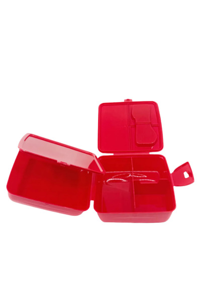 Bliss Hw Red Lunch Box 4 Compartment Children's Lunch Box Food Storage Container with Spoon and Fork