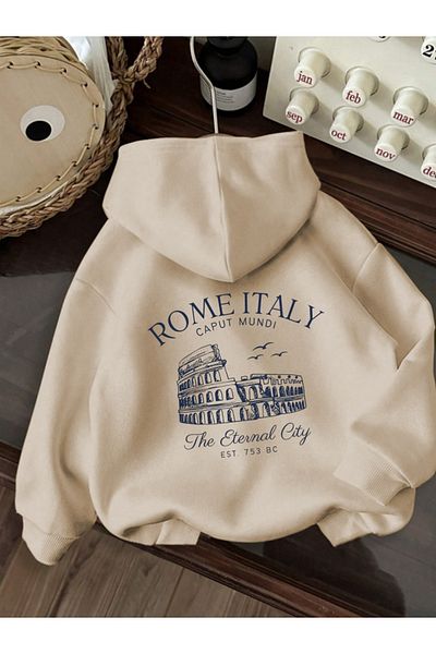 uyguntarz Unisex Rome Italy Printed Oversize Sweatshirt