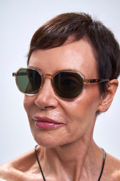 Bilge Karga Caesar Leopard Nude Green Sunglasses