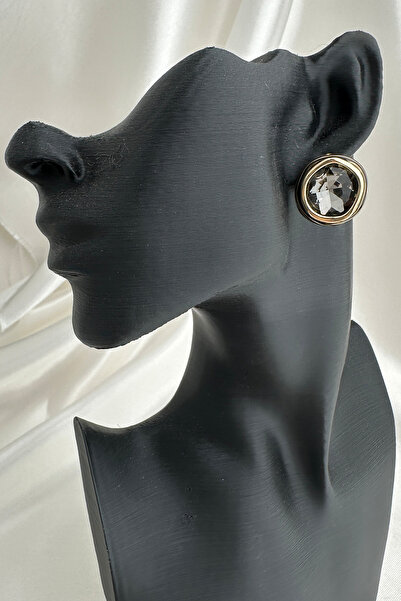 Modex Gold Color Stone Geometric Shaped Stud Design Earrings (2cm)