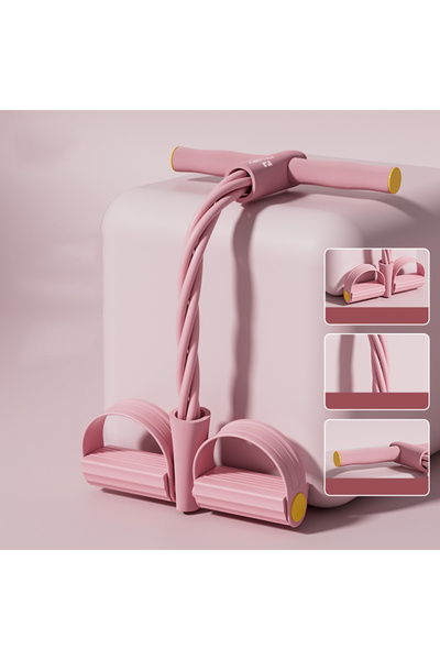 Choice بكرة سحب دواسة اليوجا ذات 4 أنابيب باللون الوردي للنساء، أشرطة مقاومة ...