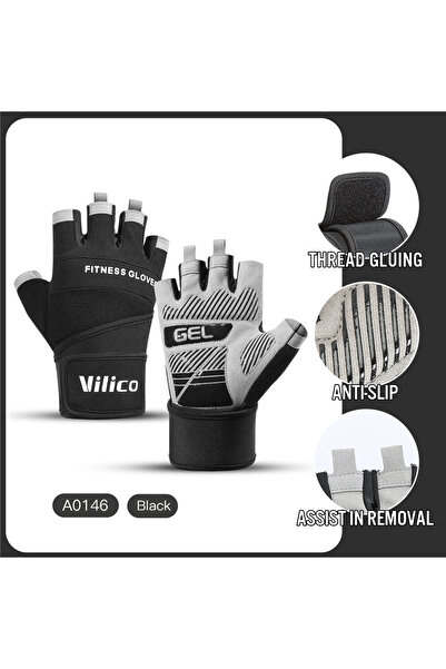 Choice L A0146-black Cycling Gloves Half Finger Gym Weightlifting Dumbbell Tr...