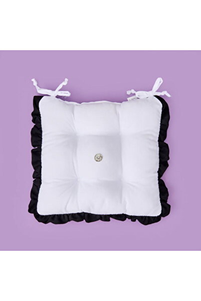 Evidea Soft Nora Sandalye Minderi - Beyaz / Siyah - 40x40 cm