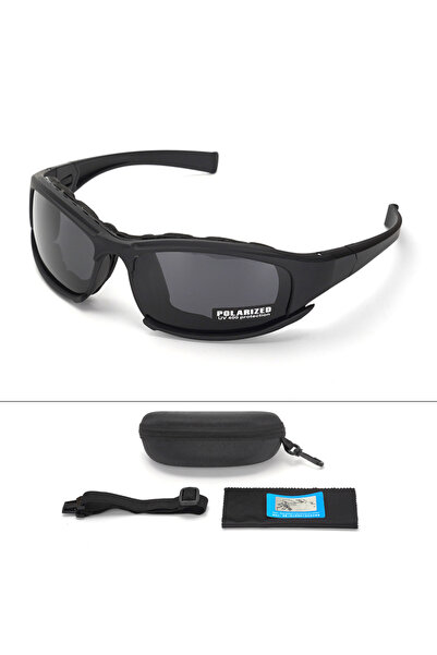 Choice مجموعة عدسات سوداء واحدة جديدة من 4 نظارات تكتيكية - نظارات أمان مستقطبة مقاومة للرياح والغبار من أجل