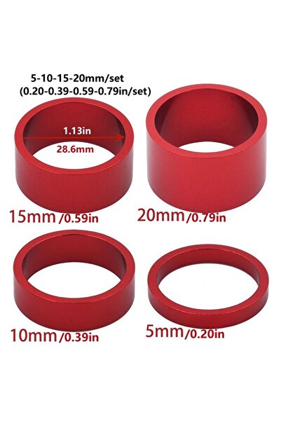 Choice طقم 4 قطع أحمر 5 10 15 20 مم فاصل سماعة رأس الدراجة 5 مم 10 مم 15 مم 2...