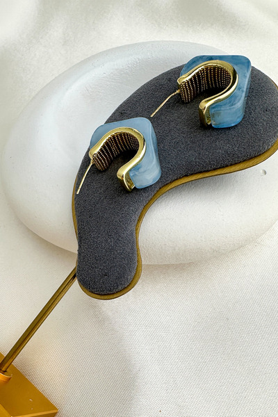 Modex Gold Acrylic Square Stud Hoop Earrings (3cm)