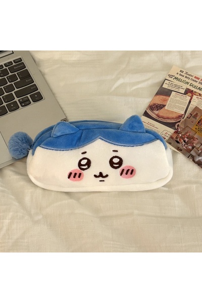 Miniso حقيبة أقلام C Chiikawa Usagi Hachiware المصنوعة من القطيفة للمكتب والمدرسة وحقيبة أدوات التجميل المحمولة.