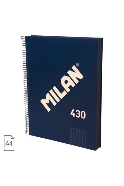 Milan Caiet A4, 120 de coli, greutate hârtie 95g/mp, spirală, culoare albastră, format grilă