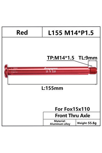 Choice Red FOX15x110 HEPPE Bike Thru Axle 15x100 15x110 Front Fork Shaft Boost Thru Axle 145mm 155mm MTB Bi