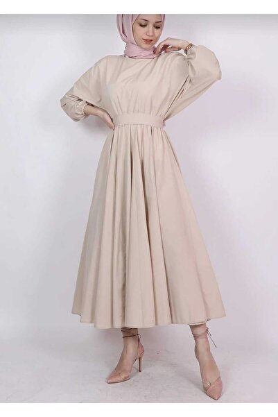 Gülmude Εποχιακό Tericoton Hijab Φόρεμα Κομψό Μακρύ Βραδινό Φόρεμα με Ζώνη