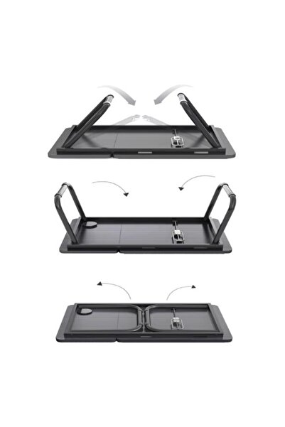 Herum Skládací stolek na notebook, s nastavitelným sklonem, držák na nápoje, Herum, bílý, 60 x 32 x 25 cm