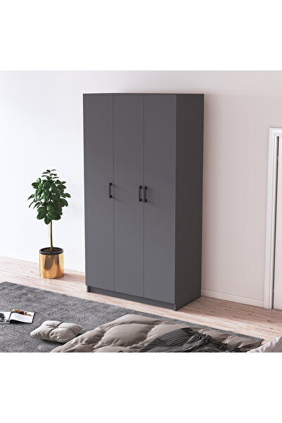 asratrend Asra Trend MDF 3 Kapaklı Gardırop - 90×180×47cm, 5 Raflı Düzenleyici Çok Amaçlı Dolap, G-07