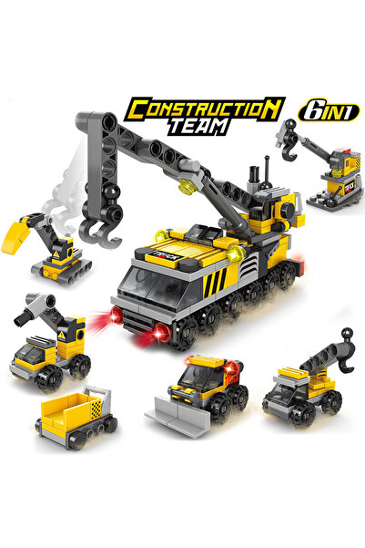 Choice 8612-2 6 في 1 DIY فريق بناء المدينة شاحنة رافعة رافعة شوكية مجموعة مكع...