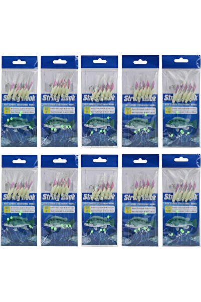 Choice عبوة من 10 قطع من 1-0 طُعم صيد الأسماك في المياه المالحة، 5 خطافات، خط...