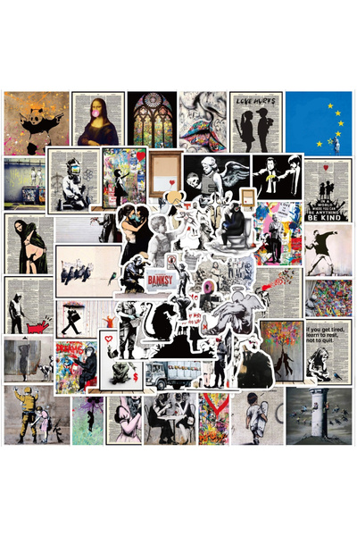 Choice 50PCS Complete 50Pcs Banksy Stickers banksy art graffiti Stickers for DIY Luggage Laptop Skateboard