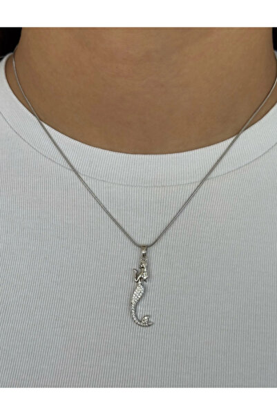 Ervalina Zirkon Taşlı Deniz Kızı Çelik Kolye