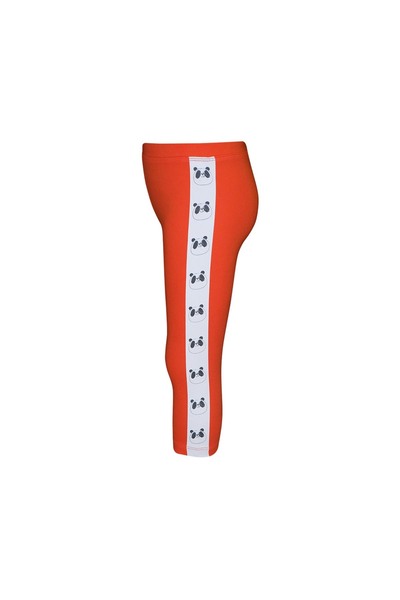 LOVETTI Orange Girl's Hooded Side Panda Printed Leggings