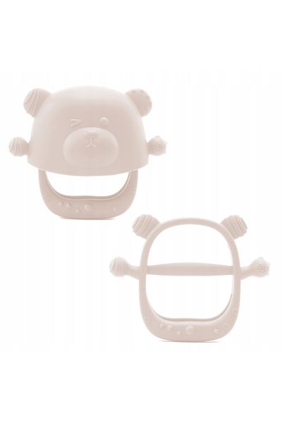Kidnort Glitre teething toy Beige, ergonomic design, soft and flexible, with handle, from 3 months,