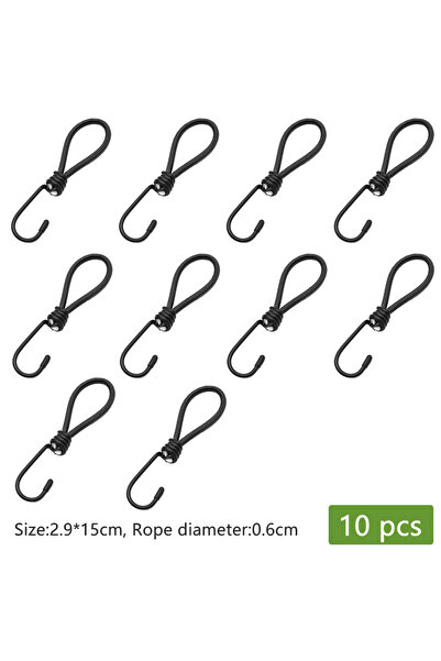 Choice 10 قطع سوداء 5/10 قطع خطاف حبل مرن قوي للخيمة الخارجية خطاف حبل مرن مت...