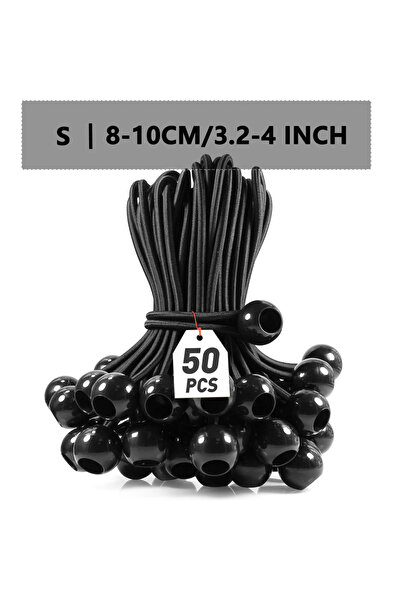 Choice حبال بانجي سوداء اللون مقاس 4 بوصات، 4/6/9 بوصة، 50 قطعة من كرات القما...